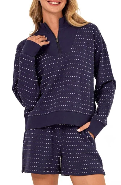 Threads 4 Thought Kindra Embroidered Dot Quarter Zip Top In Blue