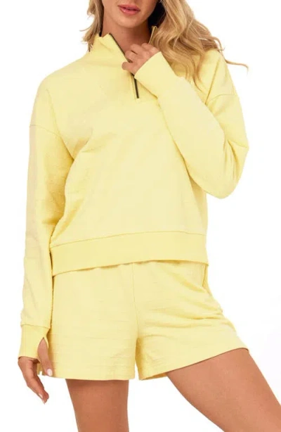 Threads 4 Thought Kindra Embroidered Dot Quarter Zip Top In Yellow