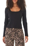 Threads 4 Thought Leah Rib Knit Long Sleeve T-shirt In Black