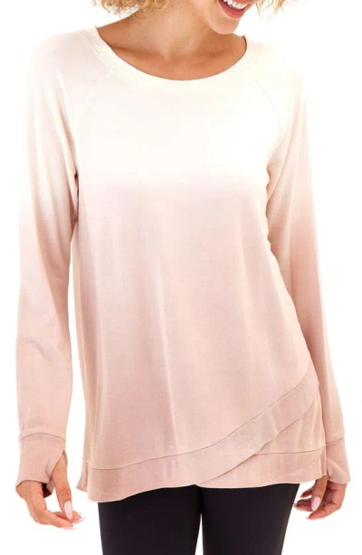 Threads 4 Thought Leanna Gradient Feather Fleece Long Sleeve Top In Ecru / Dune