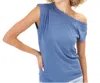 Threads 4 Thought Leoni Feather Rib Off Shoulder Tee In Larkspur In Blue
