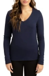 Threads 4 Thought Lorelai Feather Fleece Top In Raw Denim