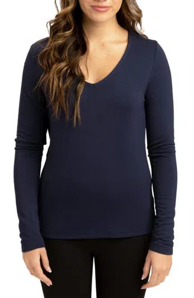 Threads 4 Thought Lorelai Feather Fleece Top In Raw Denim