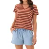 Threads 4 Thought Maxine Stripe V-neck Top In Taro/aspen