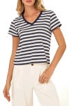 Threads 4 Thought Maxine Stripe V-neck T-shirt In Black