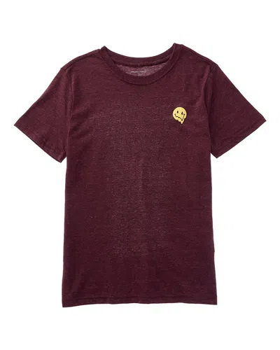 Threads 4 Thought Kids' Melting Smiley Embroidery T-shirt In Red