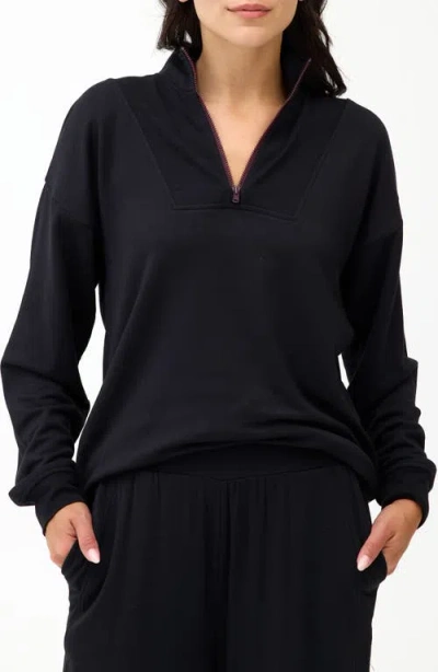 Threads 4 Thought Nyla Fleece Half Zip Pullover In Black