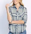 Threads 4 Thought Prudence Bristol Plaid Woven Blouse In Stargazer In Blue