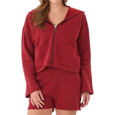 Threads 4 Thought Raychelle Front Zip Crop Hoodie In Red