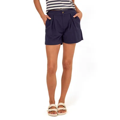 Threads 4 Thought Selene Pleated Stretch Twill Shorts In Blue