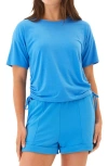 Threads 4 Thought Shirley Drawstring Cinched Jersey T-shirt In Blue