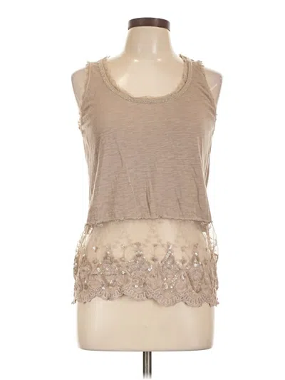 Pre-owned Threads 4 Thought Sleeveless Top Tan Scoop Neck Tops In Brown