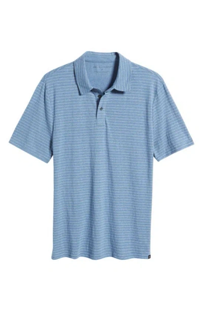 Threads 4 Thought Stripe Jersey Polo In Larkspur / Ecru