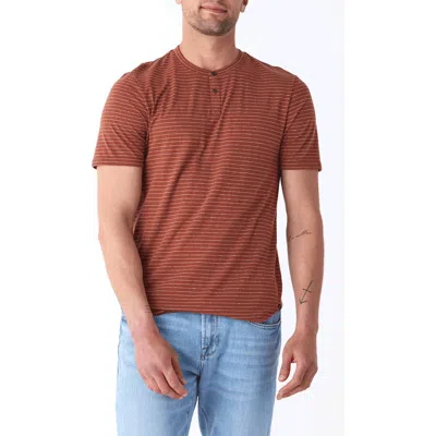 Threads 4 Thought Stripe Short Sleeve Henley In Brown