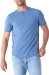 Threads 4 Thought Stripe Short Sleeve Henley In Larkspur / Ecru