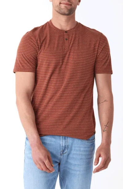Threads 4 Thought Stripe Short Sleeve Henley In Sandalwood / Ecru