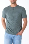 Threads 4 Thought Stripe Short Sleeve Henley In Seagrass / Ecru