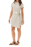 Threads 4 Thought Valerie Stripe Short Sleeve Knot Jersey Dress In Aspen/black
