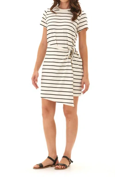 Threads 4 Thought Valerie Stripe Short Sleeve Knot Jersey Dress In Aspen/black