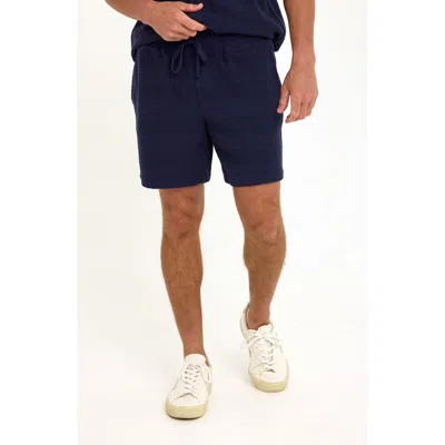 Threads 4 Thought Wayne Stripe Jacquard Terry Cloth Drawstring Shorts In Blue