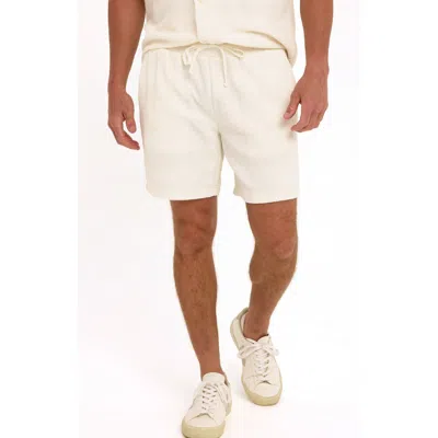 Threads 4 Thought Wayne Stripe Jacquard Terry Cloth Drawstring Shorts In White