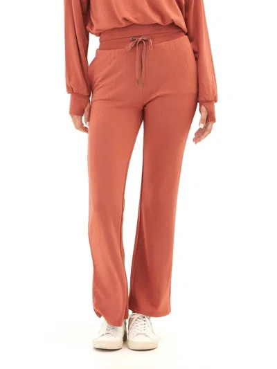 Threads 4 Thought Women's Nicolle Feather Fleece Flare Hem Pant In Auburn In Red