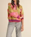 Threads Of Grace Fabulous Floral Sweater In Purple/green In Multi