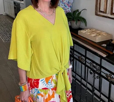 Threads Of Grace Kimmy Kimono Sleeve Top In Chartreuse In Multi