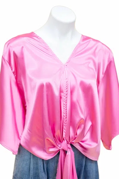 Threads Of Grace Women's Kimmy Kimono Sleeve Top In Bubble Gum Pink In Multi