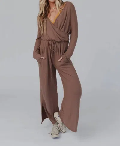 Three Bird Nest As It Was Cross Front Jumpsuit In Mushroom In Brown