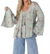 Three Bird Nest Brea Mixed Print Top In Sage Floral Print In Multi