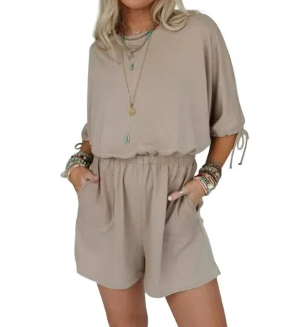 Three Bird Nest Carolina Comfy Romper In Taupe In Grey