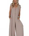 Three Bird Nest Daphne Jumpsuit In Beige In Pink