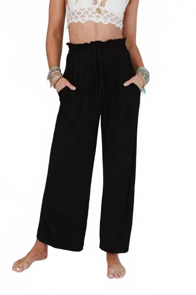 Three Bird Nest Forever Comfy Drawstring Wide Leg Pants In Black