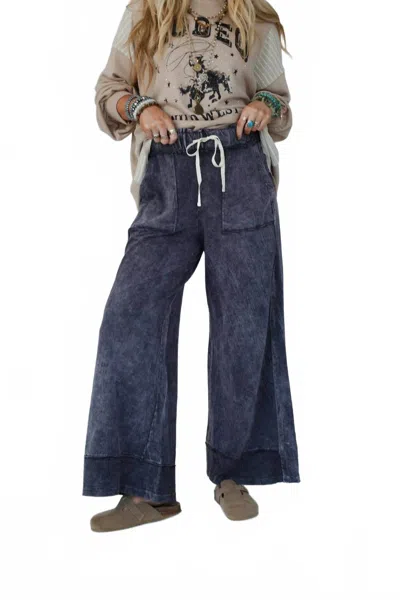Three Bird Nest Heaven Sent Wide Leg Pant In Gray In Blue