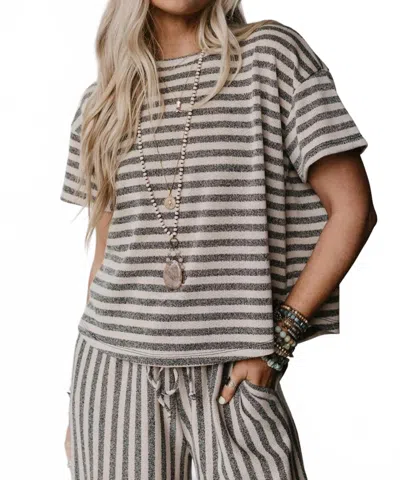 Three Bird Nest Ibiza Breeze Striped Top In Black In Multi
