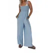 Three Bird Nest Light Washed Smocked Cotton Jumpsuit In Blue In Blue