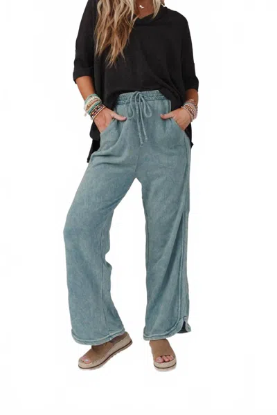 Three Bird Nest Lounge Wide Leg Full Pants In New Teal In Blue