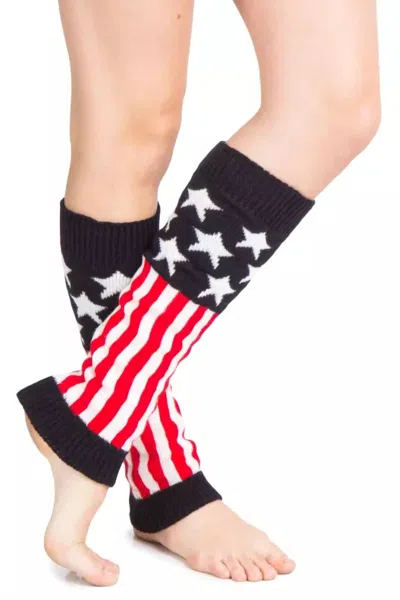 Three Bird Nest Old Gloryana American Flag Leg Warmers In Blue In Black