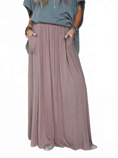 Three Bird Nest Perfect Pocketed Maxi Skirt In Mocha In Pink