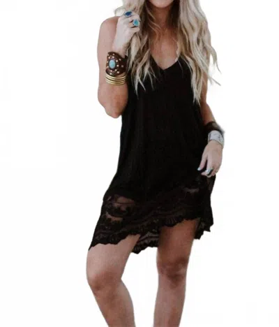 Three Bird Nest Prima Lace Hem Slip In Black / Ivory