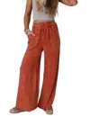 Three Bird Nest Relaxing Robin Wide Leg Pants In Brick In Orange