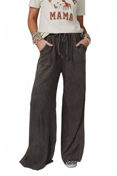 THREE BIRD NEST RELAXING ROBIN WIDE LEG PANTS IN NEW CHARCOAL