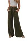 Three Bird Nest Relaxing Robin Wide Leg Pants In New Olive In Green
