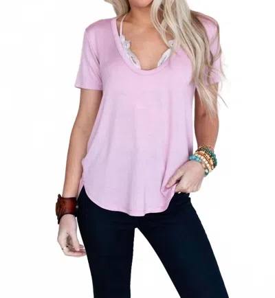 Three Bird Nest Scoop Neck Bralette Tee In Pink