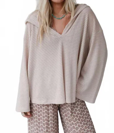 Three Bird Nest Serene Textured Top In Oatmeal In White
