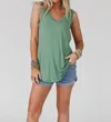 Three Bird Nest Shelli Scoop Neck Tank Top In Sage In Multi