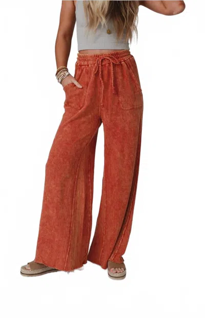 Three Bird Nest Women's Relaxing Wide Leg Robin Pants In Brick In Red