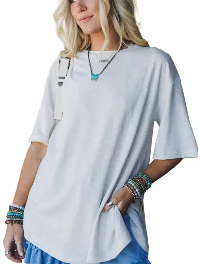 Three Bird Nest Zinaya Short Sleeve Top In Ivory In Blue