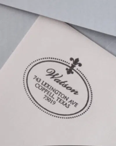 Three Designing Women Fleur De Lis Address Stamp In Neutral